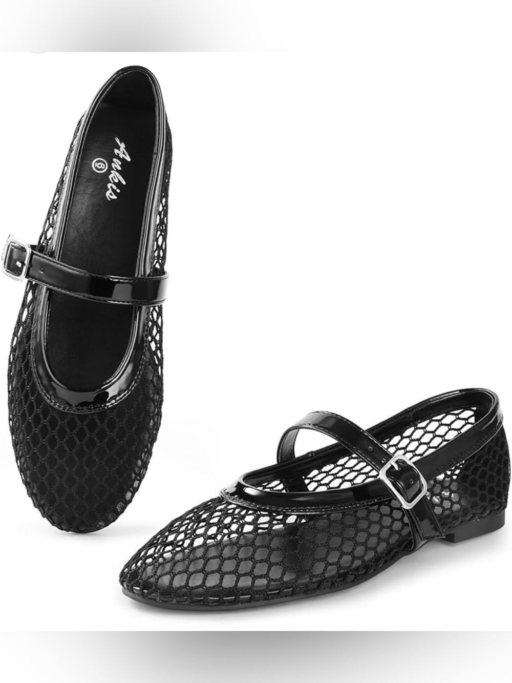 NWOT ANKIS mesh whimsigoth Mary Jane lightweight black ballet flats 11